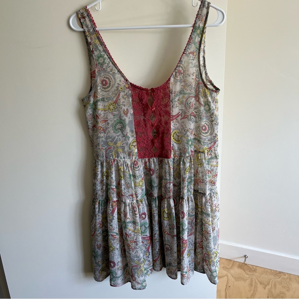 Free People Red and White Tunic Top